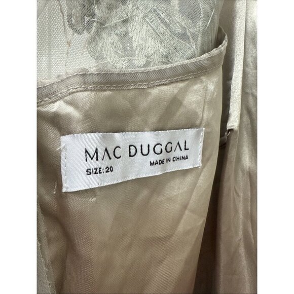 MAC DUGGAL SIZE  20 Gray EMBELLISHED WRAP 3/4 SLEEVE Cocktail Formal DRESS NWT - Picture 7 of 10